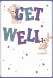 Bright and inviting, this cheerful get well card captures the essence of comfort and hope felt throughout South Woodford. Two adorable characters-a round, friendly teddy bear and a floppy-eared puppy-appear amidst bursts of colour, each joyfully anchoring the bold purple and teal letters spelling 'Get Well.' The cream background glows with the same gentle warmth as a sunrise over the green spaces near Churchfields, while scattered stars in shades of blue and violet twinkle hopefully across the scene. The animals' fur looks especially soft and cozy, offering an almost tangible reassurance, as if their comforting embrace could reach the recipient. This card, much like a delicately designed bouquet from a local florist, radiates a message of genuine kindness-ideal for uplifting anyone in recovery across South Woodford with its innocent charm and sincere optimism.