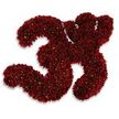 A detailed, tactile portrait of the number thirty-three (33) formed from a dense constellation of tiny, dark red, almost maroon particles that shimmer subtly against a clean white backdrop. At first glance these granules read like fine decorative sprinkles or glitter, each one catching light to create tiny highlights and soft shadowed recesses; up close they suggest an artisanal confection or craft material painstakingly arranged into two graceful '3' shapes. The overall tone is rich and velvety despite the granular texture-the deep red hue evokes ripe garnet and autumn evenings, while minute bright green flecks punctuate the composition like pistils or sugar crystals with a hint of verdant contrast. A soft, diffused gray shadow beneath the numerals lifts them visually off the page, imparting a gentle three-dimensional presence as if the figures float above the surface. The lighting is even and calm, a quiet studio glow that accentuates surface irregularities and the tactile quality of each particle. Emotionally the image balances celebration and precision: it could mark a 33rd birthday, a measured data point, or a commemorative milestone where detail and care are paramount. Imagined through the hands of a South Woodford craftsman, the piece carries a neighbourhood sensibility-think local market stalls on George Lane or the seasonal fairs near Epping Forest-where small-scale makers assemble thoughtful, hands-on tributes. Though minimal in palette, the composition is abundant in texture and intention, inviting viewers to imagine the slight scent of sugar or the soft rustle of granules under fingertips, while remaining unmistakably focused on the bold, emblematic number it forms.